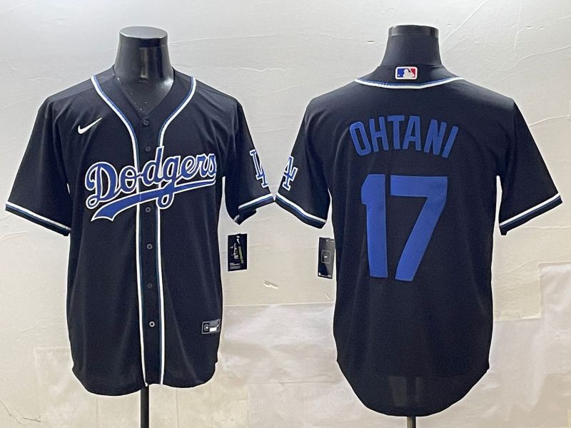 Men Los Angeles Dodgers 17 Ohtani Black blue Three generations Nike 2025 MLB Jersey style 1